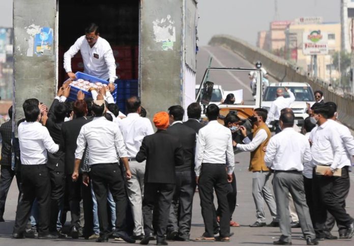 Demonstration of lawyers in Lucknow