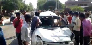 Swift car accident in sambhal