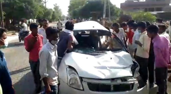 Swift car accident in sambhal